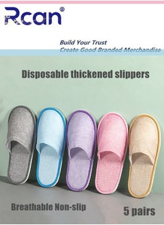 Buy 5 Pairs Disposable Adult Guests Slippers, Closed Toe Bulk for Shoeless Home Multicolor Cotton Slipper for Indoor Hotel SPA Travel in Saudi Arabia