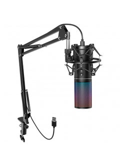 اشتري RGB Gaming Mic, TONOR USB PC Microphone with Adjustable Boom Arm, Quick Mute Button for Streaming, Podcasting, Recording, Singing, Condenser Cardioid Microfono Kit for PS4/5, Twitch Gamer YouTuber Q9S في الامارات