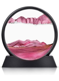 Buy Sand Art Liquid Motion, Round Glass 3D Moving Sand Art Picture Deep Sea Sandscape in Motion Display Flowing Sand for Adult Kid Desktop Home Office Work Decor (Pink, 7inch) in UAE