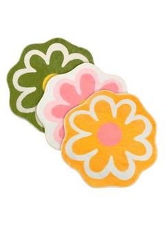 Buy 3 Pcs Daisy Cute Bath Mat Flower Shaped,Fun Toilet Rug Cute Bathroom Rugs,Non-Slip, Absorbent, Washable for Kids' Bedrooms- 23.6 x 23.6'' - 3 Colors in Saudi Arabia