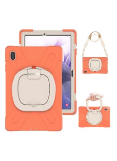 اشتري Moxedo Heavy Duty Shockproof Rugged Protective Colorful Case with 360 Rotating Kickstand and Shoulder Strap for Kids Compatible for Samsung Galaxy Tab S7 FE 12.4 (T730 / T735) - Living Coral في الامارات