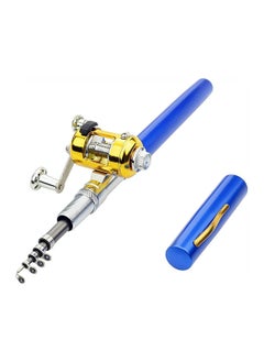 Buy Combo Telescopic Mini Pocket Fish Pen Aluminum Portable Fishing Rod Pole Reel and Reel Combo Pen Shape Folded Fishing Rod with Reel Wheel for Outdoor River Lake Fishing, Blue in Saudi Arabia