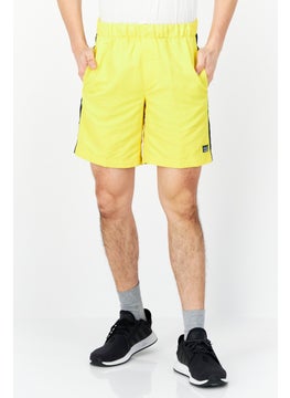 Buy Men Brand Logo Basic Shorts, Yellow/Black in UAE