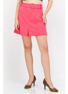 Buy Women Solid Basic Mini Skirt, Pink in Saudi Arabia