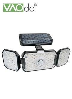 Buy Solar Lights Outdoor 132 LED Solar Flood Security Lights with IP65 Waterproof 3 Heads Spot Flood Multi-angle Rotatable Wall Lights for Porch Garage Yard Entryways Patio in UAE