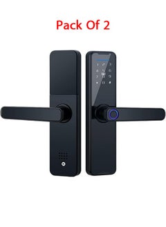 Buy Pack Of 2 Tuya Smart Lock Fingerprint Lock Door Lock Keypad Door Lock with Handle Fingerprint Electronic Deadbolt Door Lock Smart Door Lock Compatible with Tuya APP Black in Saudi Arabia