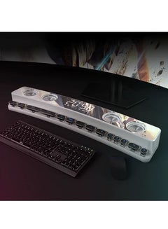 اشتري Computer Speakers, Dynamic RGB PC Speakers Sound Bar Gaming for Desktop with Subwoofer Bluetooth, Portable 19" PC Soundbar Battery Powered for Laptop, Monitor, AUX-in（White） في الامارات