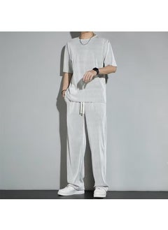 اشتري 2024 Japanese Minimalist Grey Mens Casual Suit Gray set في السعودية