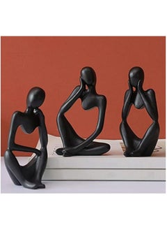 Buy Set Of 3 Decor Thinker Statue Abstract Art Sculpture Collectible Figurines For Home Living Room Office Shelf Decoration Black Small Size in UAE