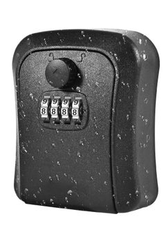 Buy Key Lock Box, Wall Mount 4 Digits Combination Lockbox Outside, Waterproof Outdoor Hider for House Key, Resettable Safe Security Password Box with Mounting Kit-Black in Saudi Arabia