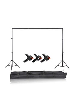 اشتري COOLBABY Studio Backdrop Stand Bracket Aluminum Alloy Adjustable Photography Background Support System with Carrying Bag 3pcs Backdrop Clamps في الامارات