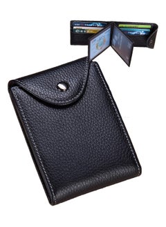 Buy Wallet for Men, Genuine Leather Minimalist Wallet, Slim Travel Wallet with 4 ID Window, for Business Card Credit Card Driver's License, Front Pocket Wallet, Card Case Men Gifts, Black in Saudi Arabia