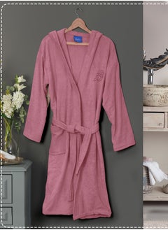 Buy Cotton bathrobe with a pocket &head cap for unisex, 100% Egyptian cotton, ultra-soft, highly water-absorbent, color-fast and modern, ideal for daily use, resorts and spas2XL in UAE