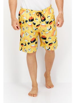 Buy Men Allover Print Drawstring Board Short, Yellow Combo in UAE