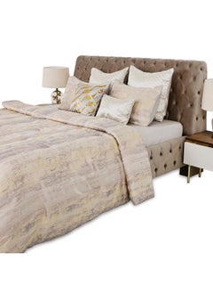 Buy Donna 7-Piece Comforter Set, Ivory & Champagne Gold - 240X260 Cm in UAE