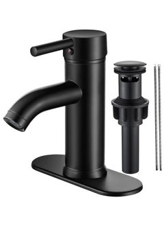 اشتري Black Bathroom Faucet, Single Handle Bathroom Sink Faucet One or 3 Hole Centerset, Matte Black Single Handle Vanity Basin Faucet Modern Farmhouse RV Bathroom Faucet with pop up Drain في الامارات