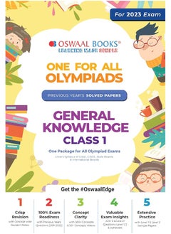 Buy Oswaal One For All Olympiad Previous Years' Solved Papers, Class-1 General Knowledge Book (For 2022-23 Exam) in UAE