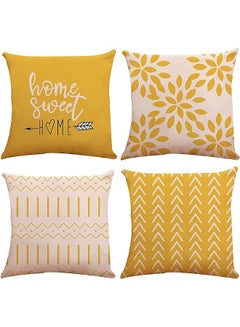 اشتري Pillow Covers 18X18 Set Of 4 Modern Sofa Throw Pillow Cover Decorative Outdoor Linen Fabric Pillow Case For Couch Bed Car Home Sofa Couch Decoration 45X45Cm Yellow 18X18 Set Of 4 في السعودية