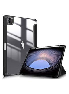 Buy Hybrid Case Compatible with iPad Pro 11 Inch (2022/2021/2020/2018, 4th/3rd/2nd/1st Generation) - Ultra Slim Shockproof Clear Cover w/Pencil Holder, Auto Wake/Sleep(Black) in Egypt