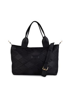 Buy BS Collection Boom Big Bag Soft Quilted Canvas Shoulder Bag for Women - Black in Egypt