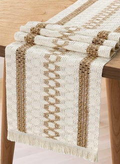 Buy Table Runner, Boho Cotton Linen Table Runner, Natural Burlap Table Runner with Tassels Bohemian Table Cloth Decoration for Wedding Party Farmhouse Dining Table Decor in Saudi Arabia