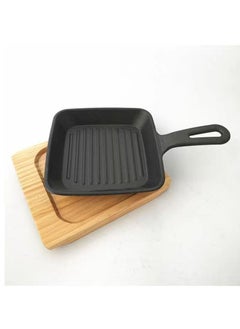 Buy Mini Cast Iron Fry Pan 16cm With Wooden Board in Saudi Arabia