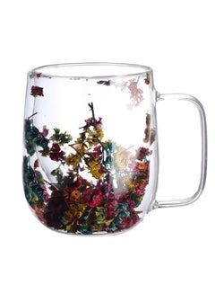 Buy Roses Double Wall Glass Coffee and Tea Mug with Handle 300ml Random Roses Design in Egypt