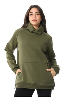 Buy Long Sleeves Slip On Fleeced Plain Hoodie _ Army Green in Egypt