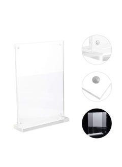 اشتري Acrylic Sign Holders T Shape Table Top Menu Display Stand Menu Ad Frame for Restaurants Promotions Photo Frames Classroom Vertical في الامارات