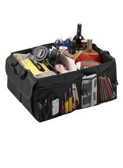 اشتري Trunk Organizer for Car Collapsible Multi Compartment Car Storage Waterproof Dust proof Adjustable Auto Grocery Large Storage Box Buckle design for Car SUV Truck and Backseat Accessories Black في الامارات