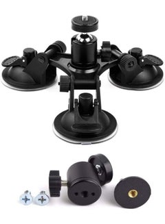 Buy Triple Suction Cup Mount with 360 Degree Tripod Ball Head Mount & Screw Mount Adapter for GoPro Hero in UAE