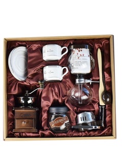 Buy Luxury Gift coffee set Color box V60 Cup Saucer Siphon pot Coffee maker Wooden Coffee grinder, Manual Coffee Pot Set Household Glass Retro Coffee Maker in UAE