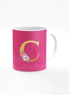 اشتري Stylizedd Designer Printed Coffee Mug 11oz Ceramic Personalised Gift Mugs Cup -Custom Monogram Initial Letter Floral Pattern Alphabet - C ( Dark Pink Rose ) في الامارات