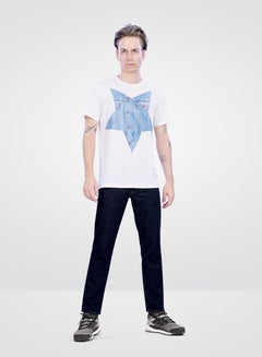 Buy Web Denim Dark Blue Mid Waist Regular Fit Straight Jeans Fashionable Relaxed Fit Denim Pant For Men in UAE