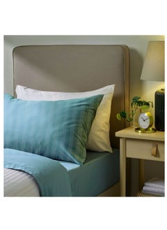 اشتري Tulip (Sea Green) Pillow Cover with 1 cm Satin Stripe (52 x 73 + 12 Cm-Set of 1 Pc) 100% Cotton, Soft and Luxurious Hotel Quality Bed linen-300 TC في الامارات