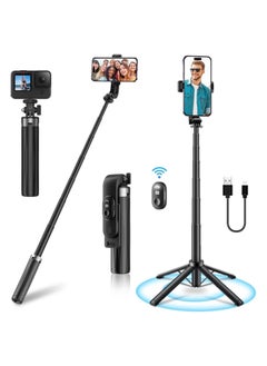 Buy 80cm Extendable Selfie Stick Tripod with Bluetooth Remote - Quadrapod Design, Adjustable Phone Holder in UAE