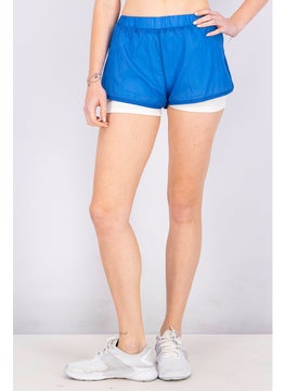 Buy Women Sports Fit Solid With Contrast Bike Liner Short, Blue in Saudi Arabia