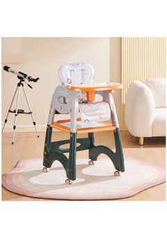 اشتري Baby High Chair, Portable High Chair with Adjustable Heigh and Recline, Foldable High Chair for Babies and Toddler with 4 Wheels, High Chair for Toddlers with Removable Tray في الامارات