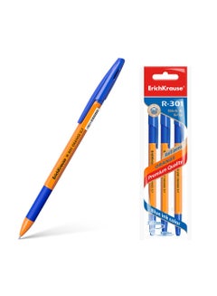 Buy Ballpoint pen  R-301 Orange Stick&Grip 0.7, ink color: blue (polybag 3 pcs.) in UAE