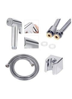 اشتري Stainless Steel Handheld Bidet Spray Shower Shattaf Hose Muslim Shower Kit For Toilet Bathroom Silver 1.5 Meter Pipe في الامارات