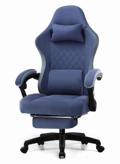 Buy Chulovs Gaming Chair with Footrest Fabric Office Chair with Pocket Spring Cushion and Linkage Armrests, High Back Ergonomic Computer Chair with Lumbar Support Task Chair in Saudi Arabia