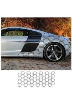 Buy Car Door Side Decals, Automotive Body Self-Adhesive Wterproof DIY Hexagon Pattern Vinyl Door Side Graphics Stickers Decoration Accessories, Universal for Vehicles, SUV, Trucks (Carbon Black) in UAE