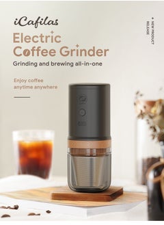 Buy Portable Electric Coffee Maker | Outdoor Travel Coffee Electric Grinder with Drip Filter Brew | Travel Coffee Maker | 3 In 1 Grinder Coffee Maker | High-Speed Coffee Bean Grinder | Adjustable Grinding in UAE