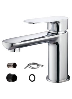 Buy Basin Mixer Washbasin Faucet Lavatory Tap in Chrome, Single-Lever Water-Saving Basin Mixer, Cold & Hot Water Bathroom Faucet Lavatory Vanity Faucet Modern RV Faucet in UAE