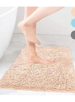 Buy Bath Mat Rugs Anti-slip Chenille Bathroom Rug Extra Soft and Absorbent Rags Non-slip Rubber Tub Mats with Antibacterial Soft Kitchen Bathroom Home Beige Color in UAE