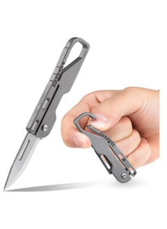 Buy Titanium Folding Knife Lightweight Pocket Utility Knife with Carabiner for Everyday Carry in Saudi Arabia