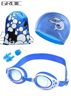 Buy 5-PCs Kids Swim Set Including Kids Swim Goggles, Swimming Caps, Ear Plug, Nose Clip and Storage Bag, Anti Fog Swim Goggles with Silicone Nose Clip Ear Plugs for Kids Age 3-12 in Saudi Arabia
