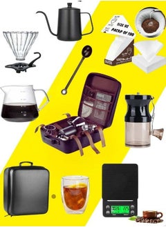 Buy Coffee Maker Set, 9 PCS Coffee Accessories Tools with Portable Carry Case Barista Drip Coffee Kit for v60 in UAE