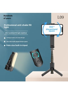 Buy Anti-Shake Handheld Gimbal L08 Tripod Selfie Stick L09 inception-black with light in Saudi Arabia