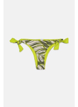 Buy Women Side Tie Printed Bikini Bottom, Green Combo in Saudi Arabia